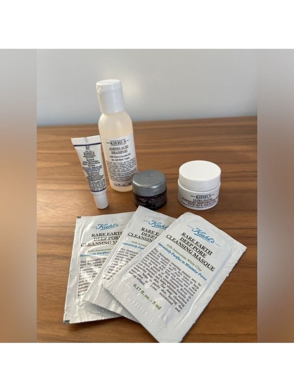 KIEHL’S 4 Travel Size Shampoo Mask Serum Cream + 3 Samples Cleansing Masque